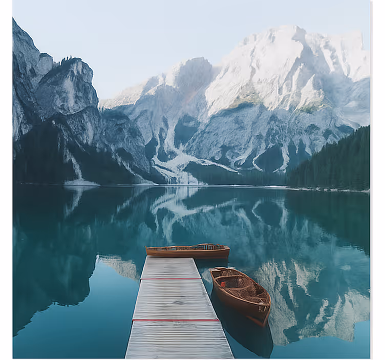 Papel mural montaña lago di braies, dolomitas - TenVinilo