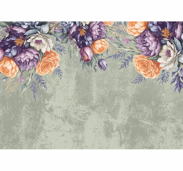 Papel mural dormitorio matrimonial diseño floral vintage - TenVinilo