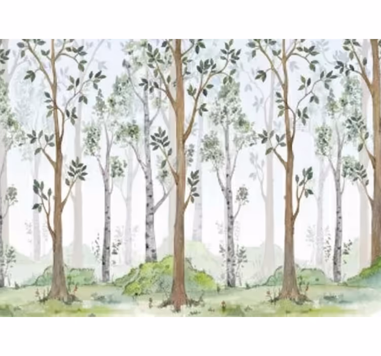 Papel mural bosque característica botánica minimalista - TenVinilo