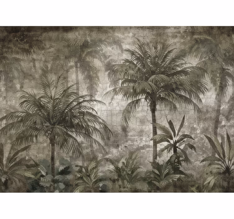 Papel mural bosque selva de palmas minimalista - TenVinilo