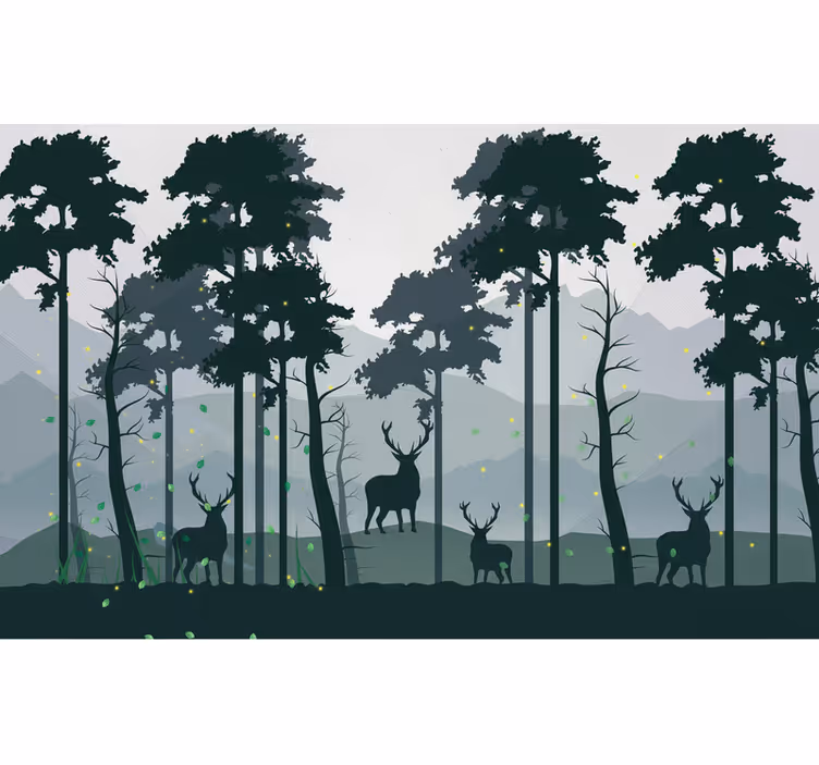 Papel mural bosque silueta bosque escandinavo - TenVinilo