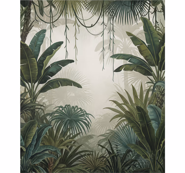 Papel mural bosque retiro de selva retro - TenVinilo