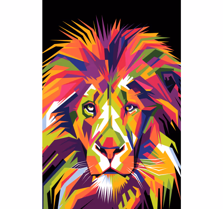 Papel mural africano león colorido - TenVinilo