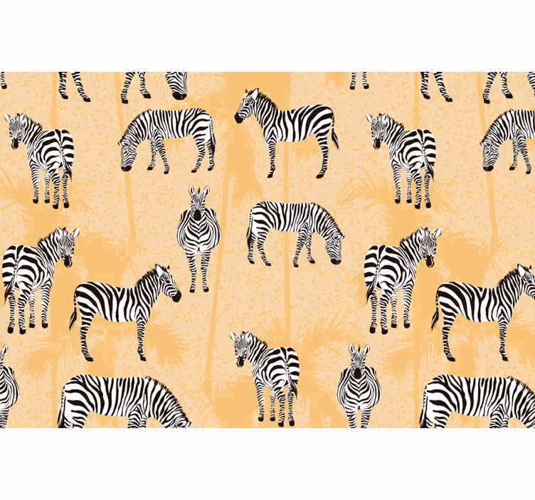 Papel mural africano cebra y palmeras - TenVinilo