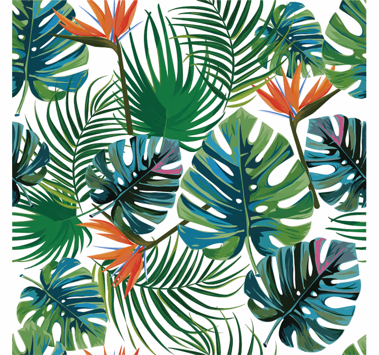 Papel mural selva con motivos tropicales - TenVinilo