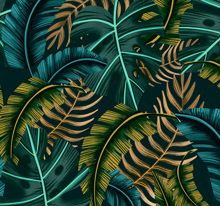 Papel mural selva hojas tropicales - TenVinilo