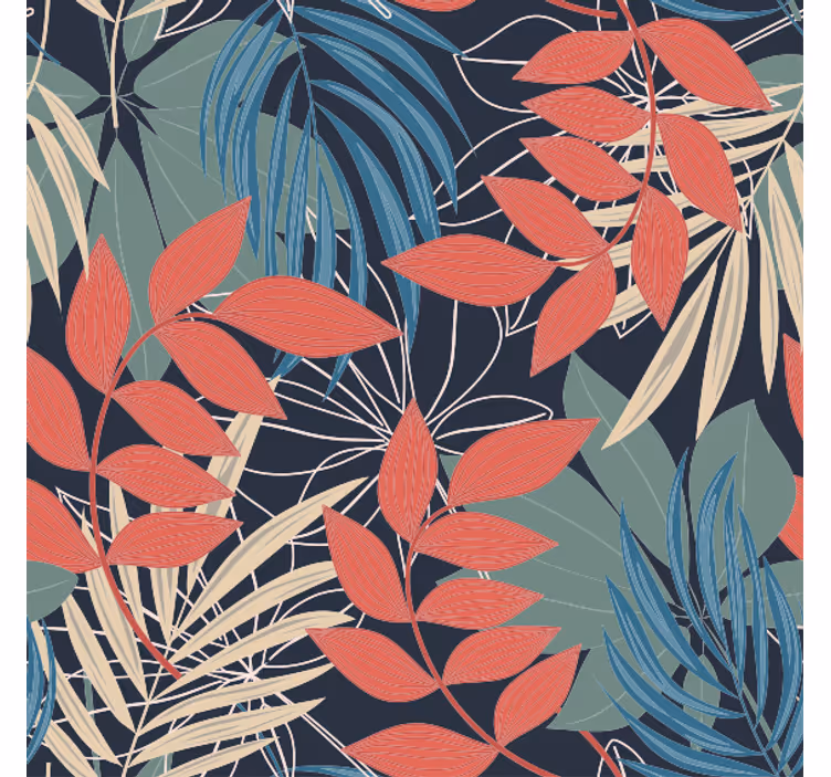 Papel mural selva patrón de fauna y flora elegante - TenVinilo