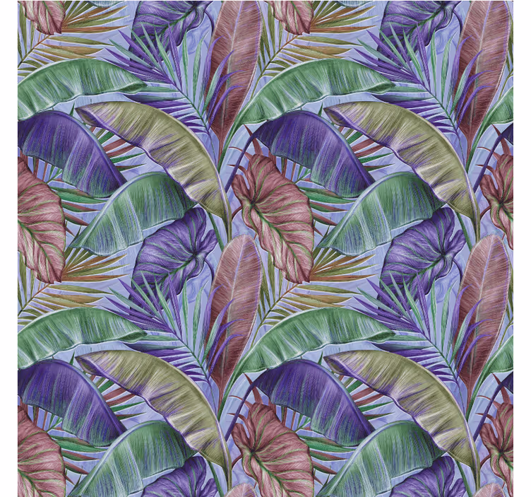 Papel mural selva diseño de hojas moradas - TenVinilo