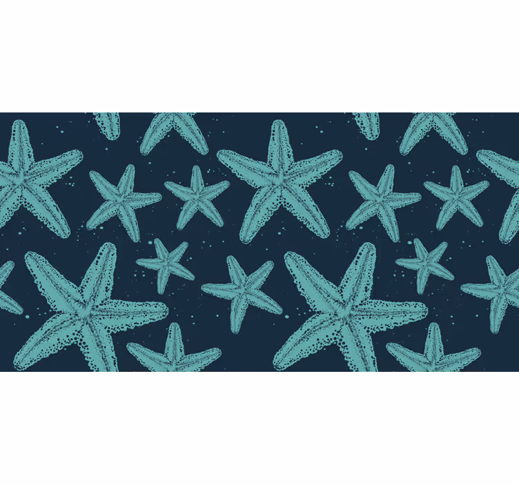 Papel mural baño estrellas de mar tonos azules - TenVinilo