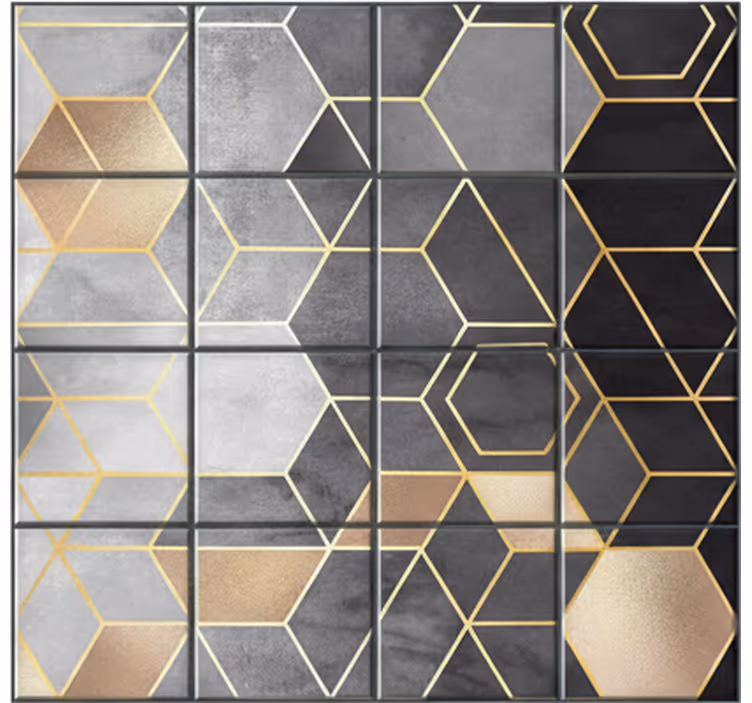 Papel mural baño hexágonos negros y grises - TenVinilo