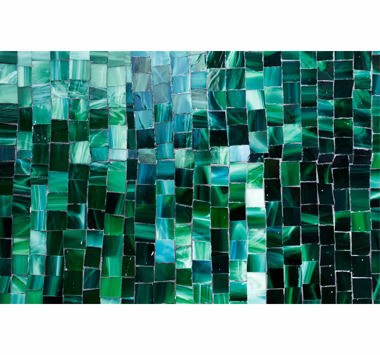Papel mural baño mosaico verde degradado - TenVinilo