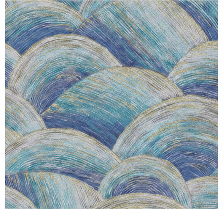 Papel mural baño formas azules y doradas - TenVinilo