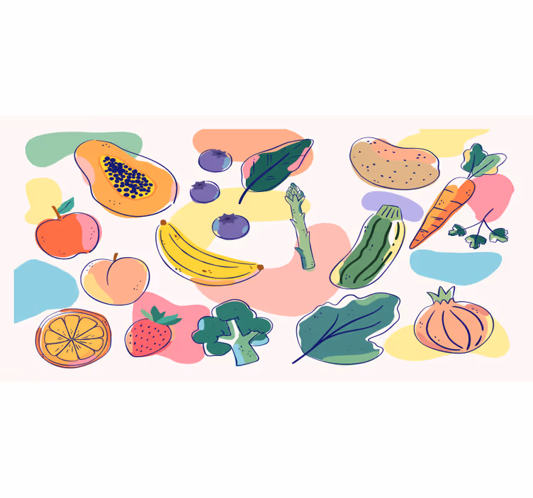 Papel mural cocina frutas coloridas - TenVinilo