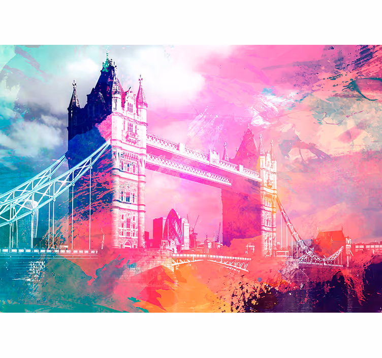 Fotomural de Londres Tower Bridge Acuarela - TenVinilo