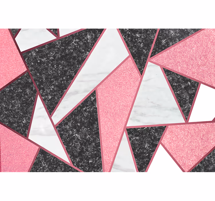 Papel mural cocina formas geométricas rosa y gris - TenVinilo