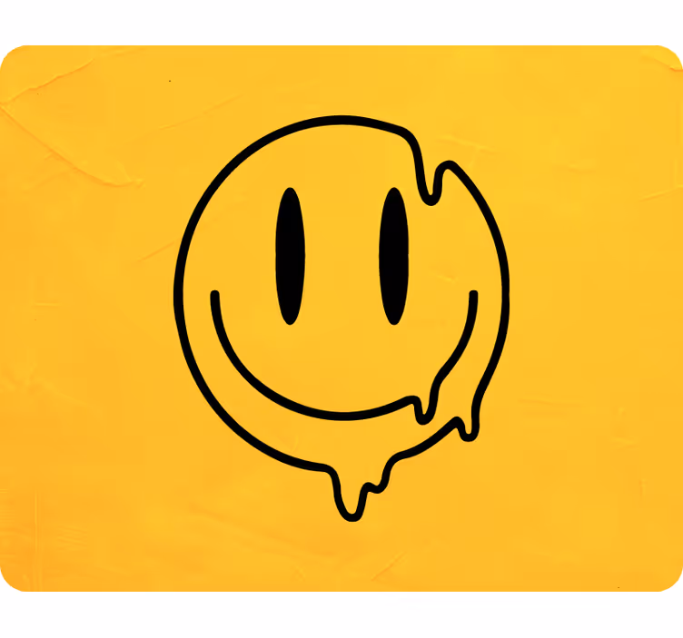 Papel mural amarillo icono de sonrisa líquida - TenVinilo