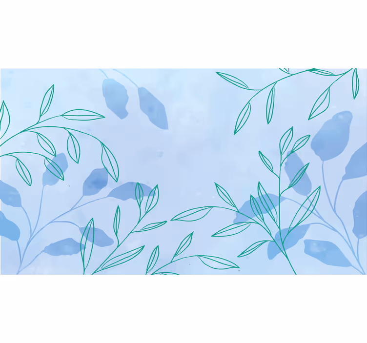 Papel mural azul hojas elegantes en acuarela - TenVinilo