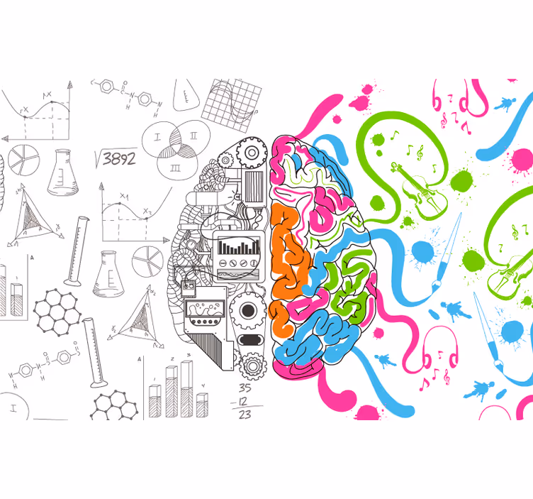 Papel mural blanco doble cerebro - TenVinilo