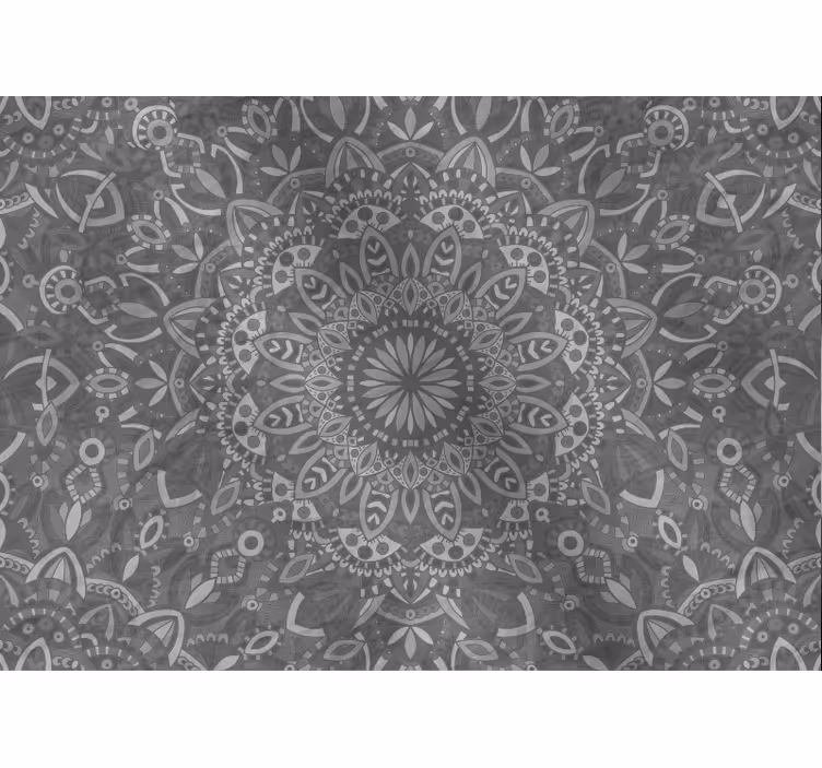 Papel mural gris patrón de mandala intrincado - TenVinilo