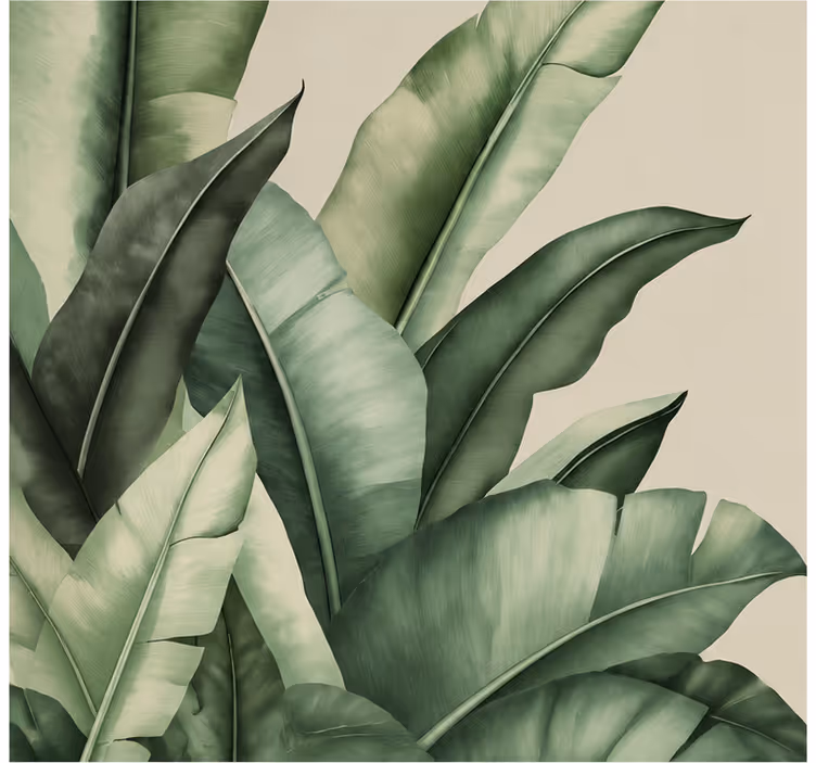 Papel mural naturaleza hojas de plátano gráficas simples - TenVinilo