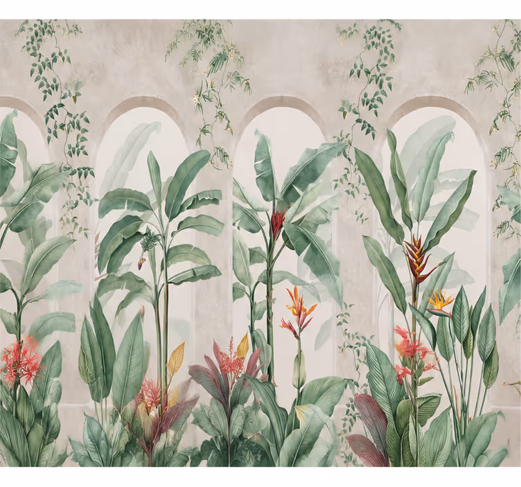 Papel mural naturaleza gráfica de palmeras naturales - TenVinilo