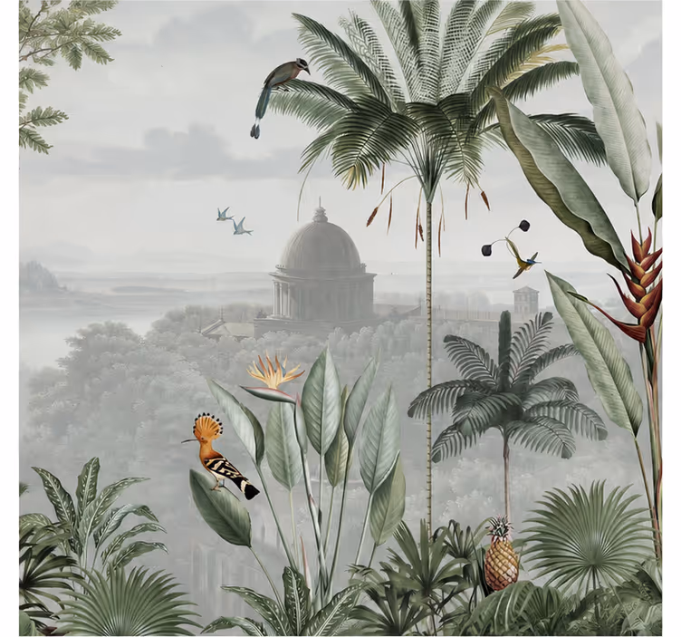 Papel mural naturaleza vista del templo tropical - TenVinilo