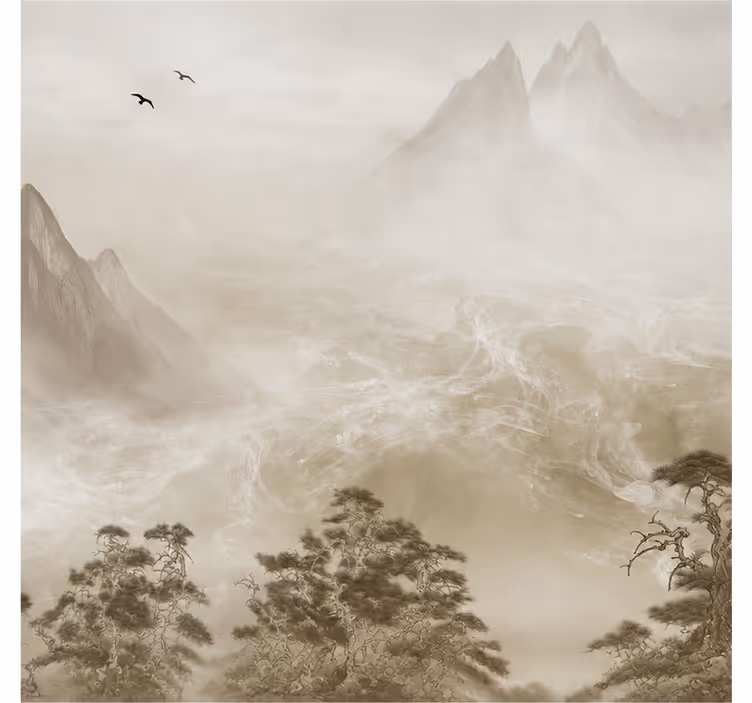 Papel mural naturaleza paisaje montañoso tranquilo - TenVinilo