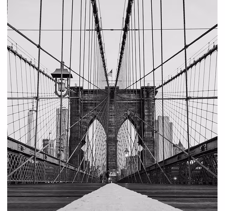Papel mural recibidor puente de brooklyn en blanco y negro - TenVinilo