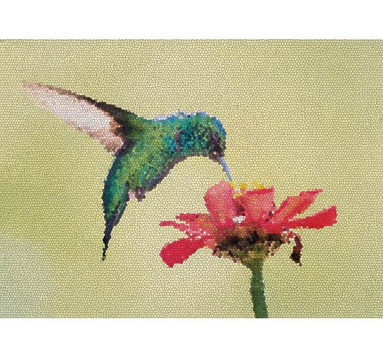 Papel mural recibidor mosaico de pájaros coloridos - TenVinilo