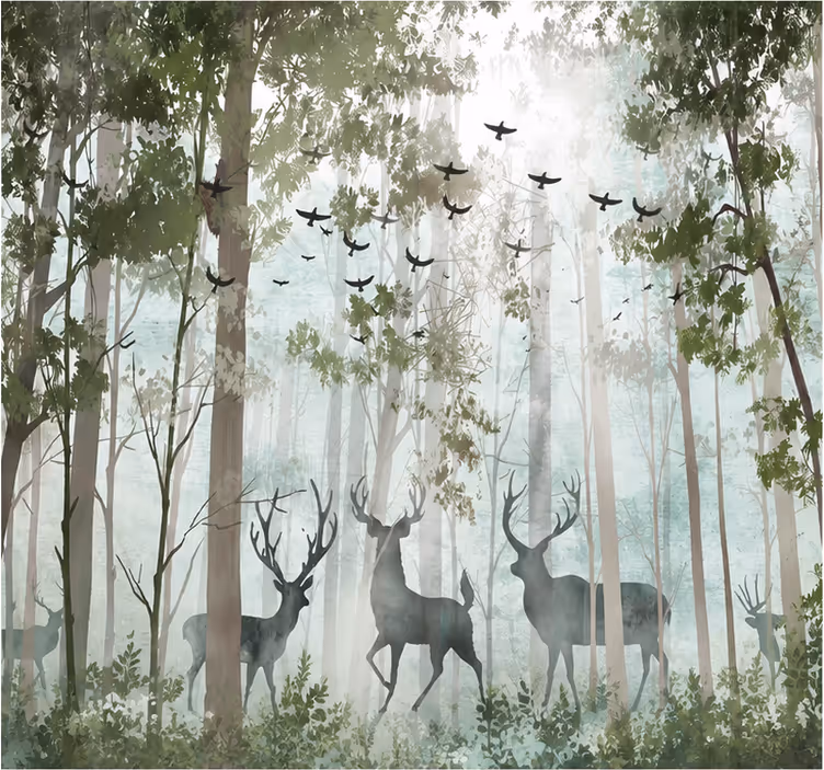 Papel mural animales ciervo - TenVinilo