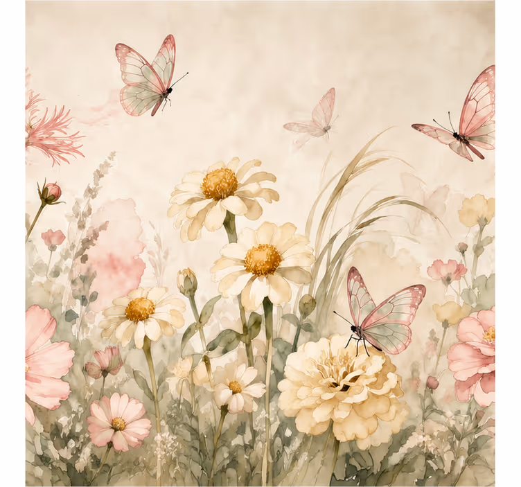 Papel mural flores paisaje - TenVinilo
