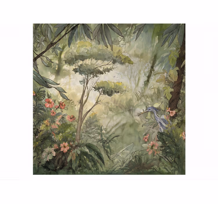Papel mural naturaleza selva tropical acuarelada - TenVinilo