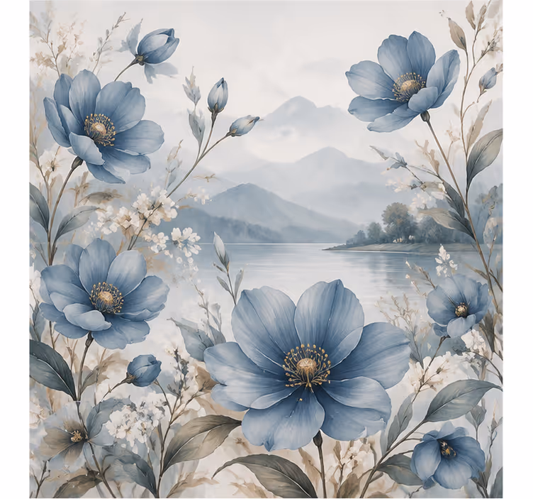 Papel mural naturaleza flor azul - TenVinilo