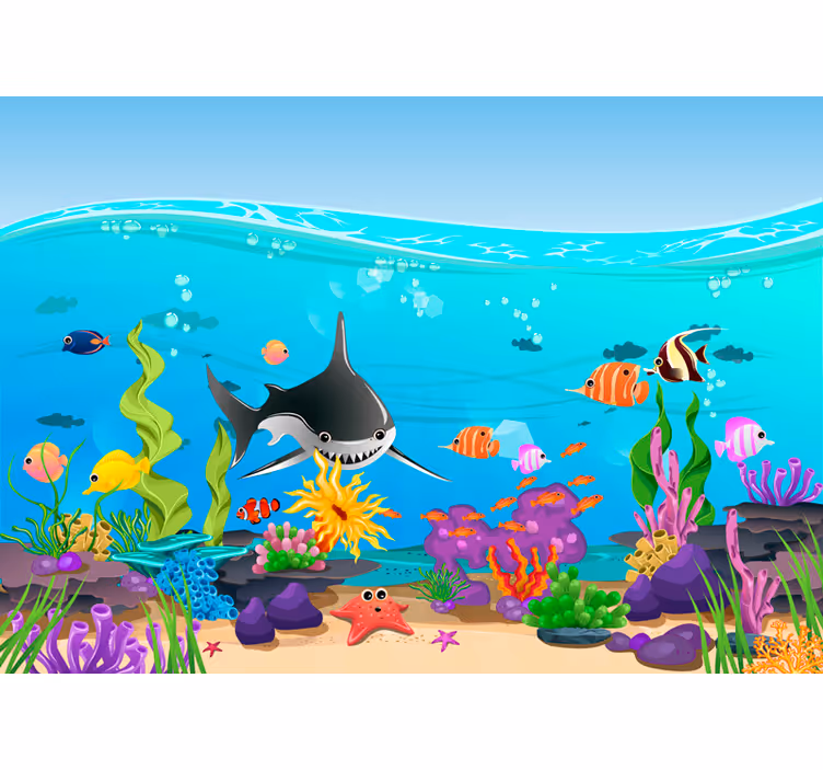 Papel mural infantil vida marina submarina - TenVinilo
