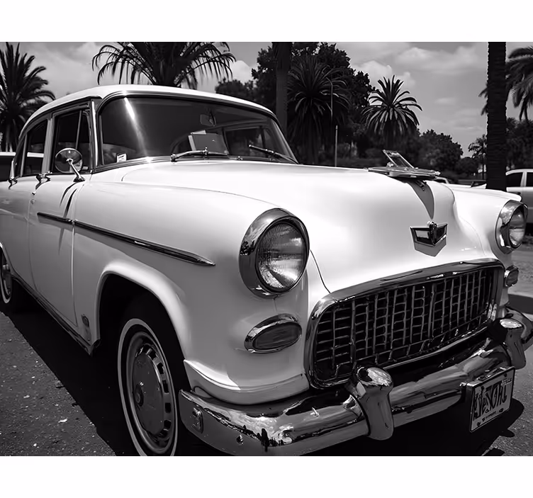 Papel mural vehículos coche blanco clásico - TenVinilo