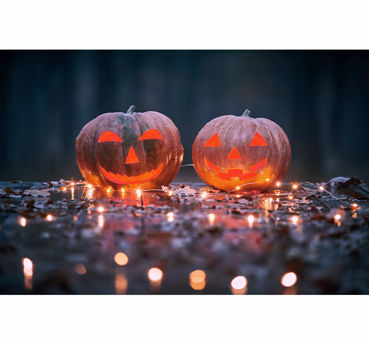 Papel mural Halloween resplandor de calabaza grabado - TenVinilo