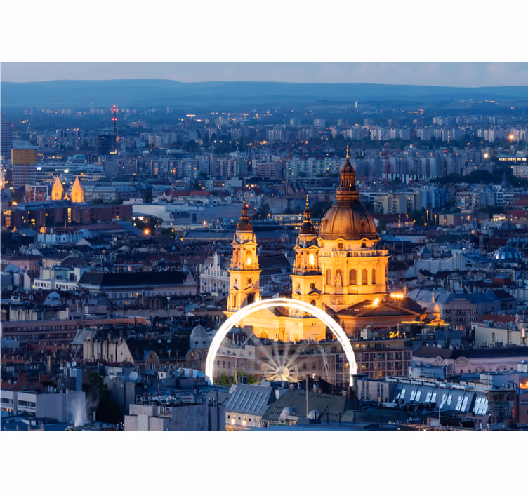 Papel mural ciudades paisaje nocturno histórico de budapest - TenVinilo