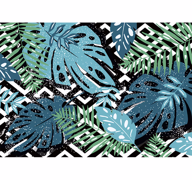 Papel mural naturaleza elementos de hojas tropicales - TenVinilo