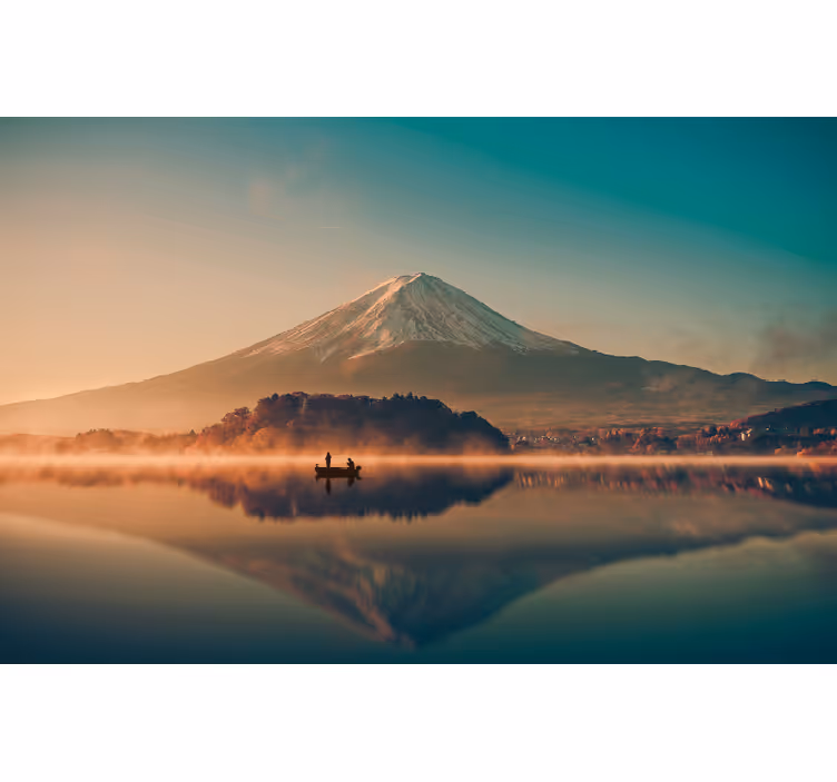Papel mural paisajes reflejo del monte fuji - TenVinilo