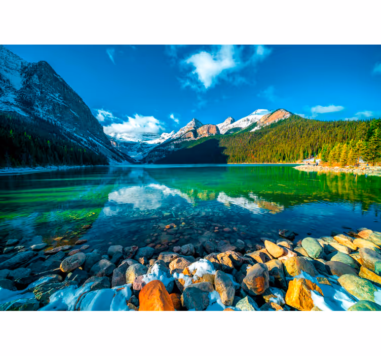 Papel mural paisajes imagen reflejada del lago de montaña - TenVinilo