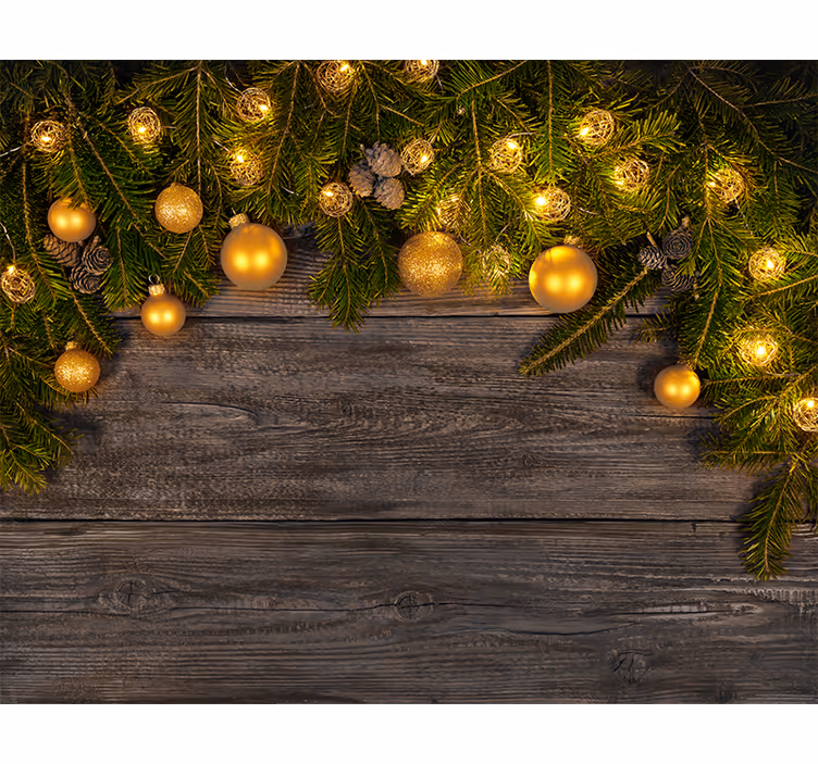 Papel mural navidad elegancia navideña dorada - TenVinilo