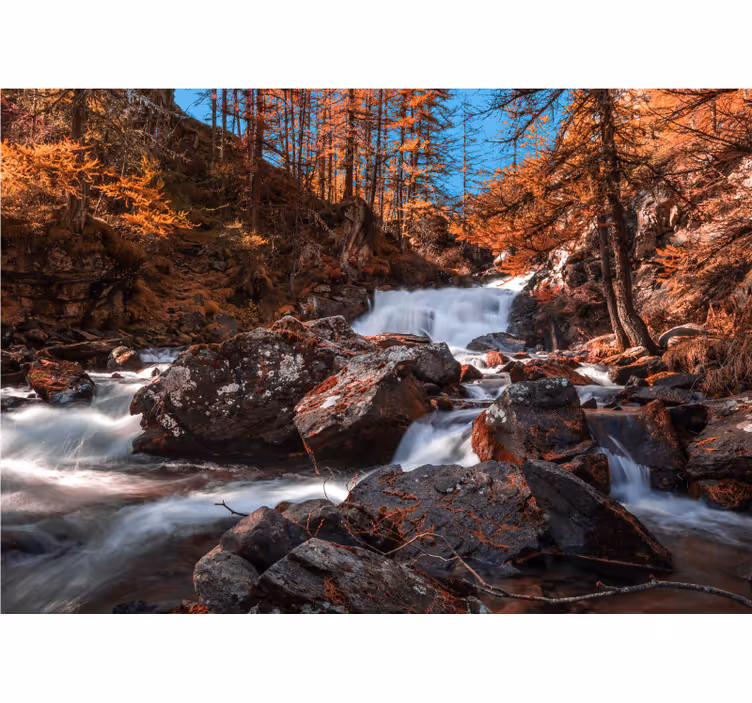 Fotomural 3D paisaje de río con árboles y rocas - TenVinilo