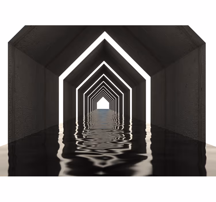 Papel mural 3D perspectiva de túnel reflectante - TenVinilo