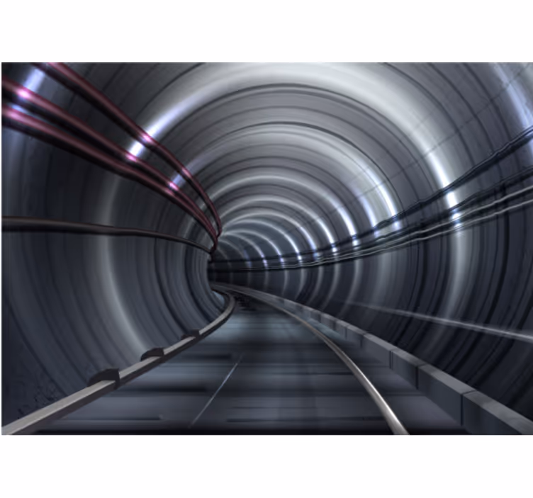 Papel mural vehículos túnel de metro futurista - TenVinilo