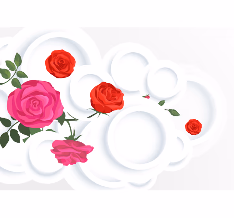 Papel mural flores arreglo floral de rosas - TenVinilo