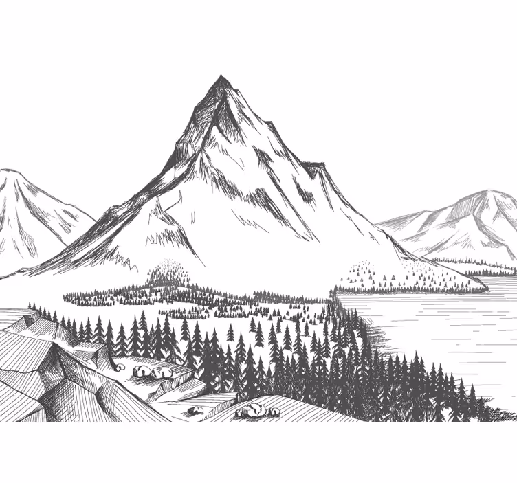 Papel mural montaña paisaje de grandes montañas - TenVinilo