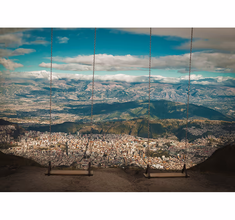 Fotomural ciudad Quito vistas con volcan - TenVinilo