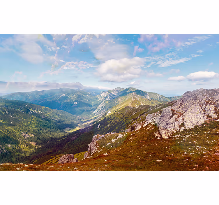 Papel mural montaña vista panorámica de montañas - TenVinilo