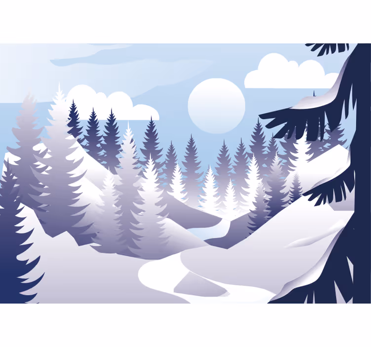 Papel mural paisajes escena de bosque invernal - TenVinilo