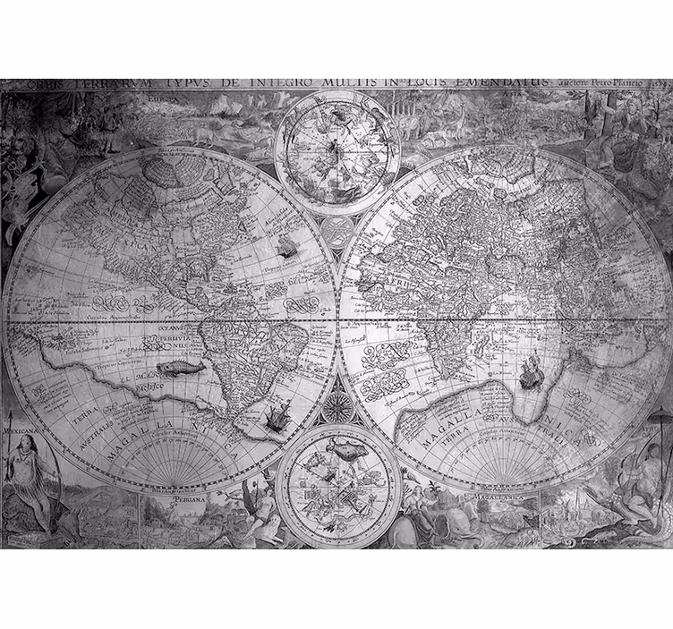 Papel mural mapamundi mapa histórico detallado - TenVinilo